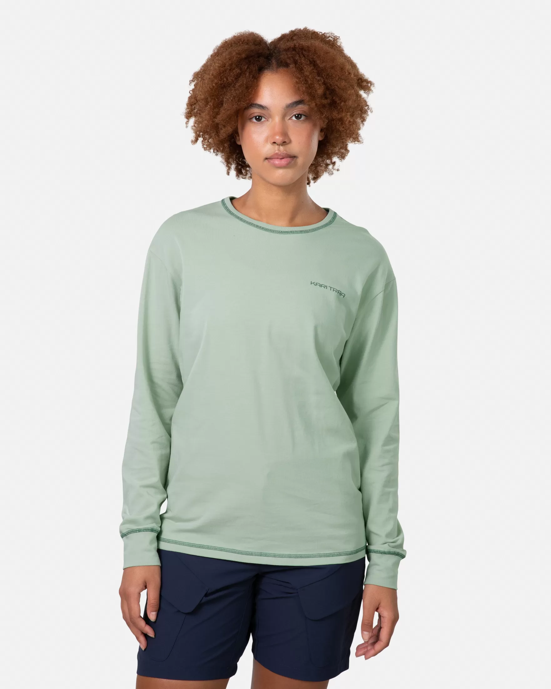 T-Shirts and Tops-Kari Traa Ane Crew Long Sleeve Light Dusty Green