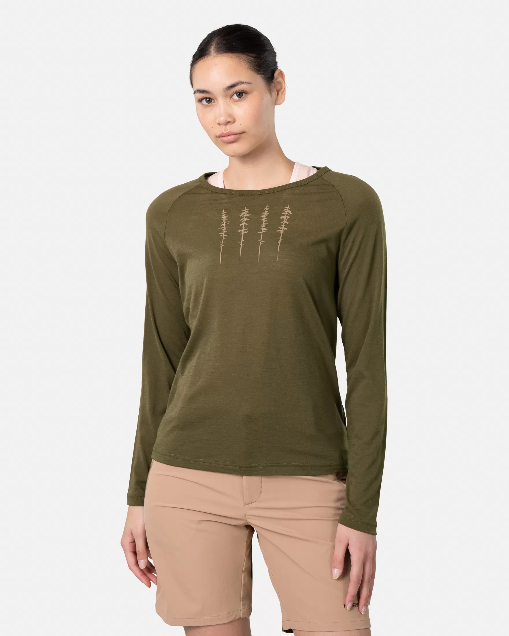 Wool T-Shirts | Wool Sweaters-Kari Traa Ane Long Sleeve DARK OLIVE GREEN