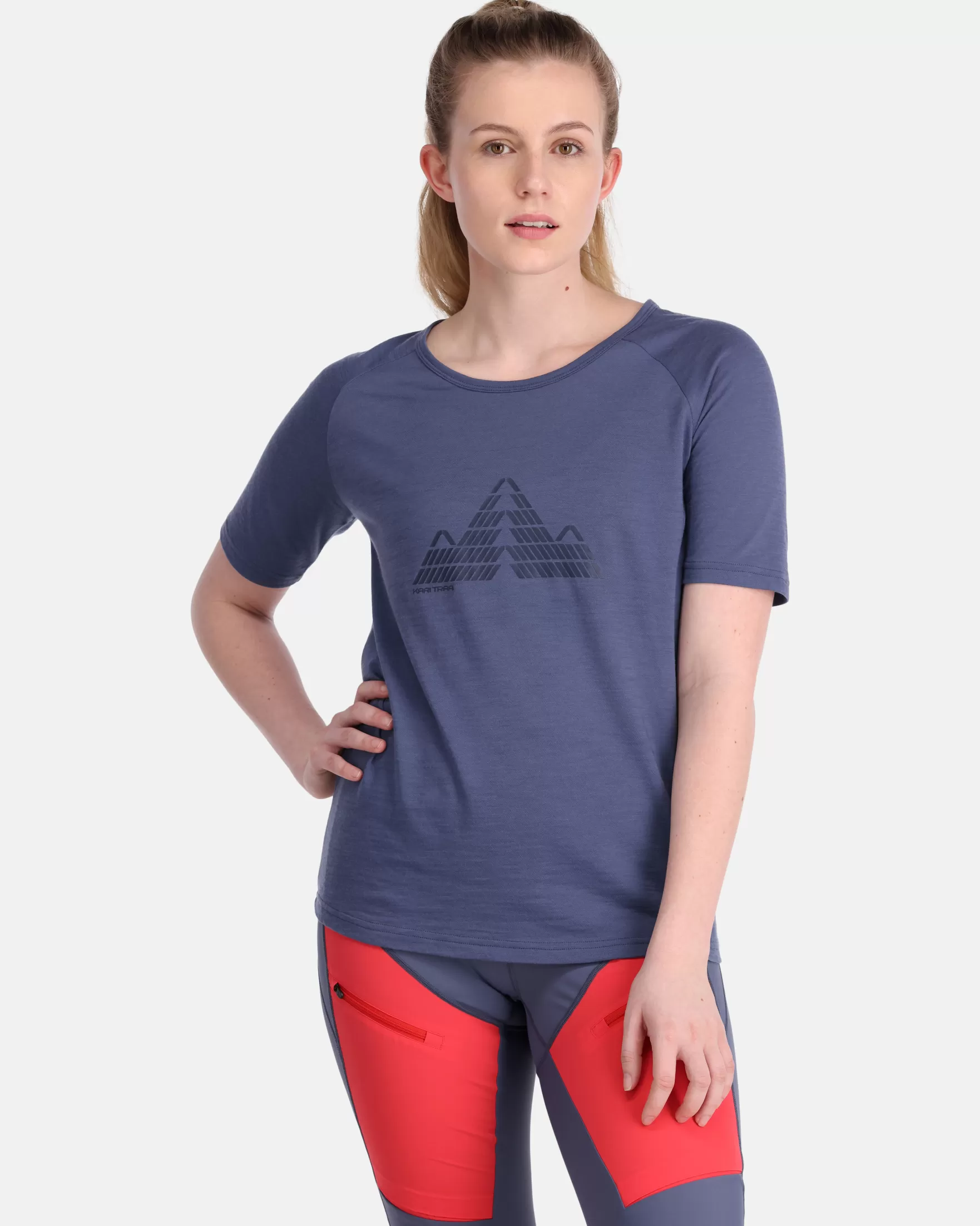 Wool T-Shirts | T-Shirts and Tops-Kari Traa Ane Short Sleeve - 50% Merino Wool Moon Blue