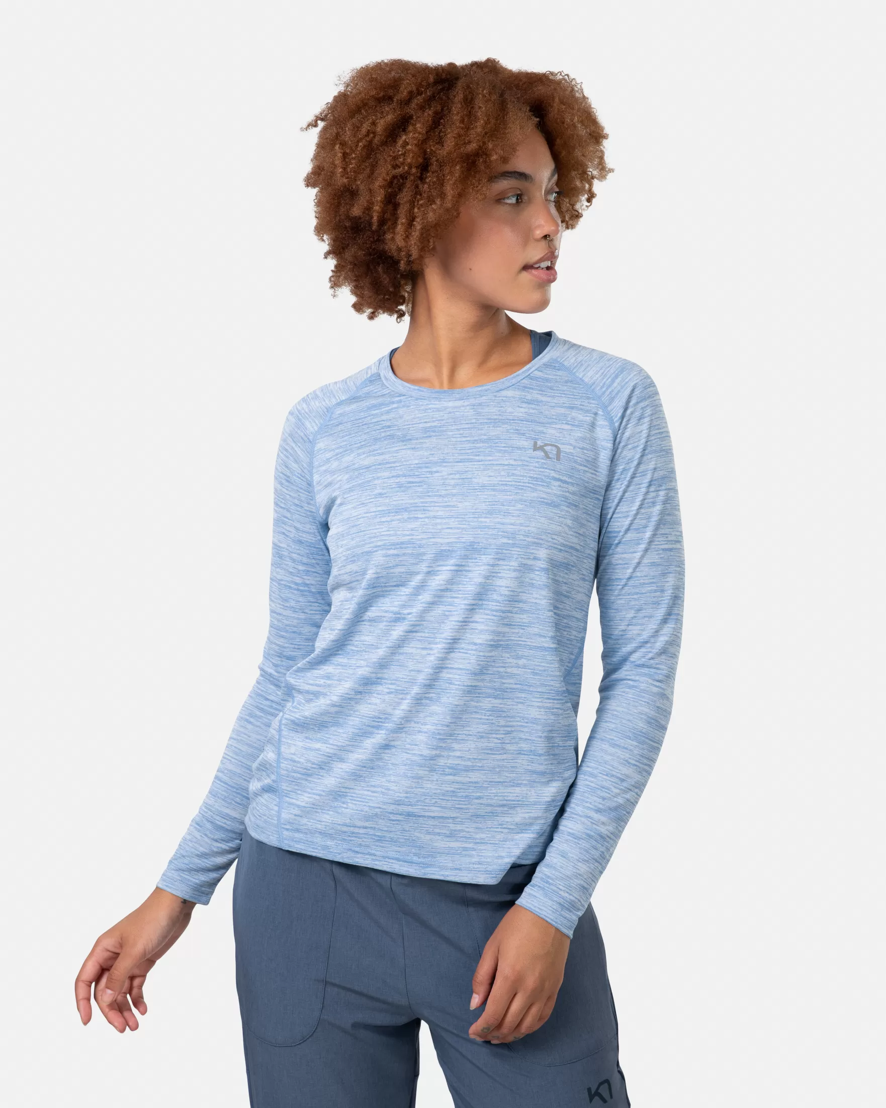 T-Shirts and Tops-Kari Traa Emily Long Sleeve PASTEL LIGHT BLUE