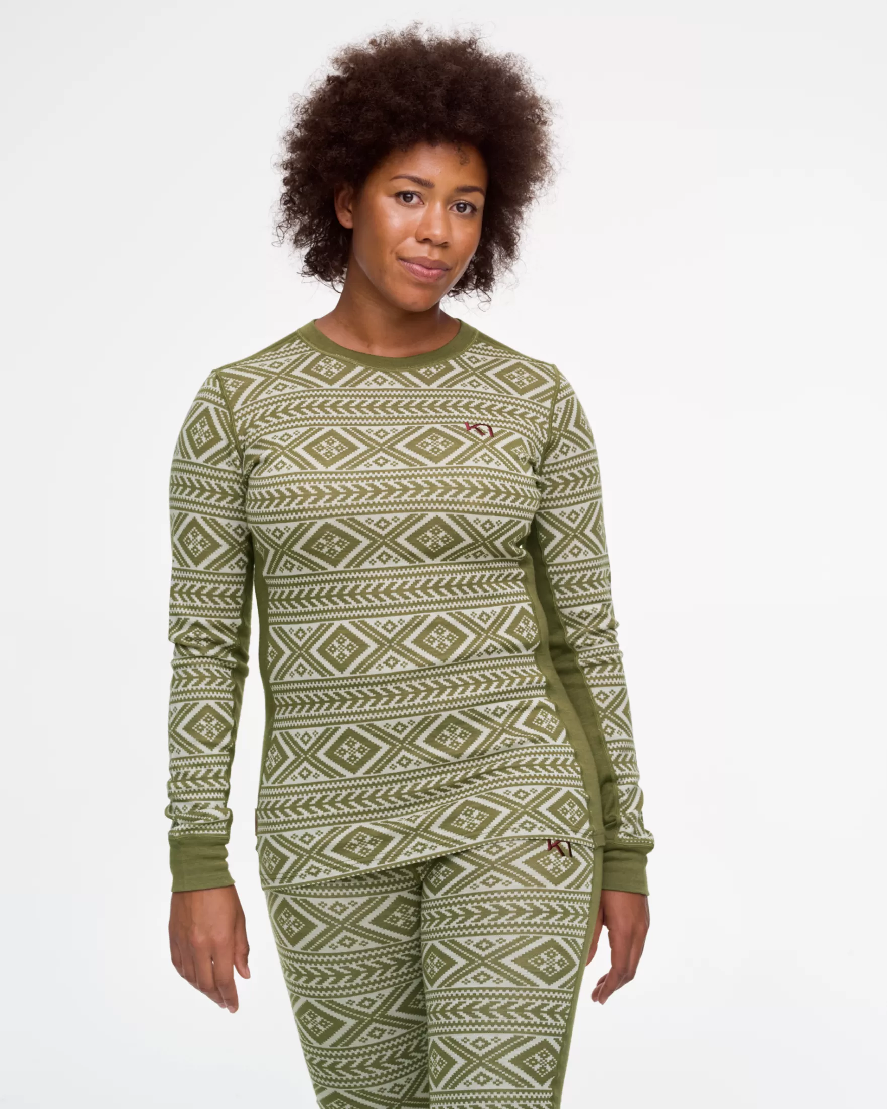 Wool Long Sleeve-Kari Traa Floke Long Sleeve Baselayer Tweed Green