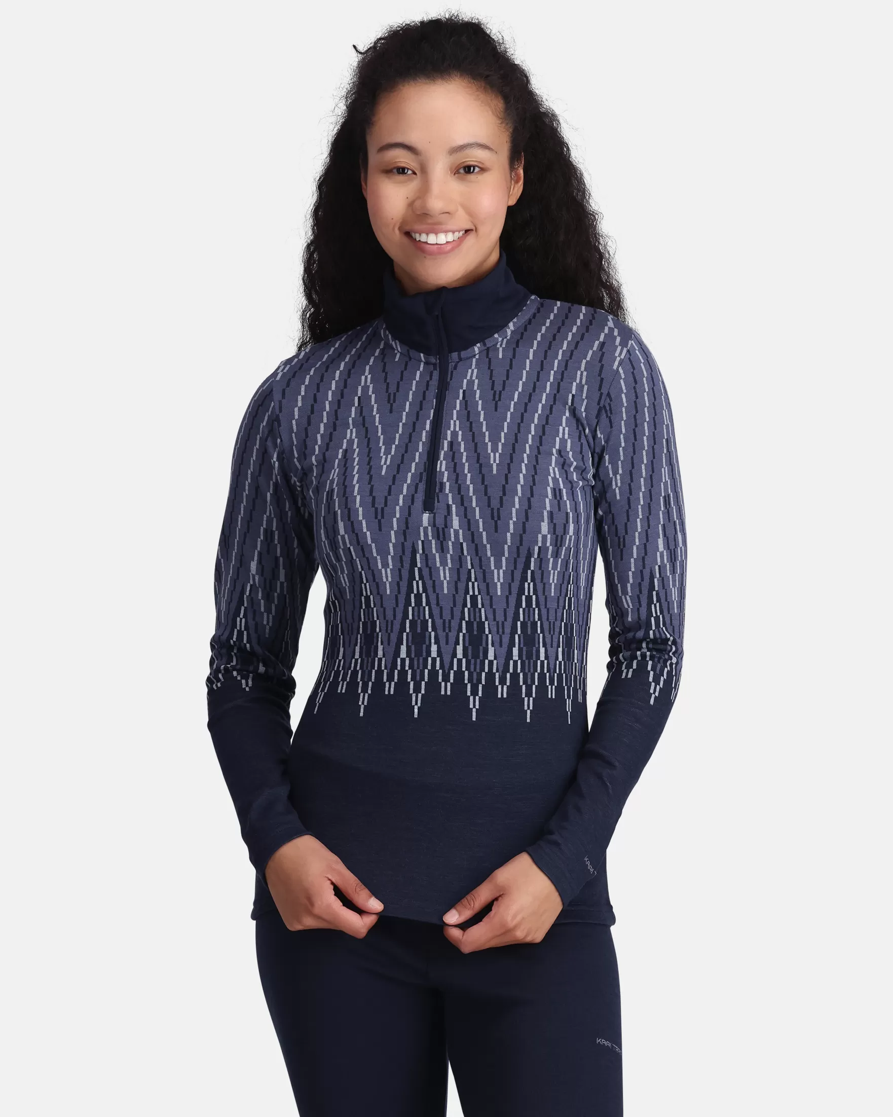 Wool Long Sleeve-Kari Traa Julianne Wool Half Zip Royal