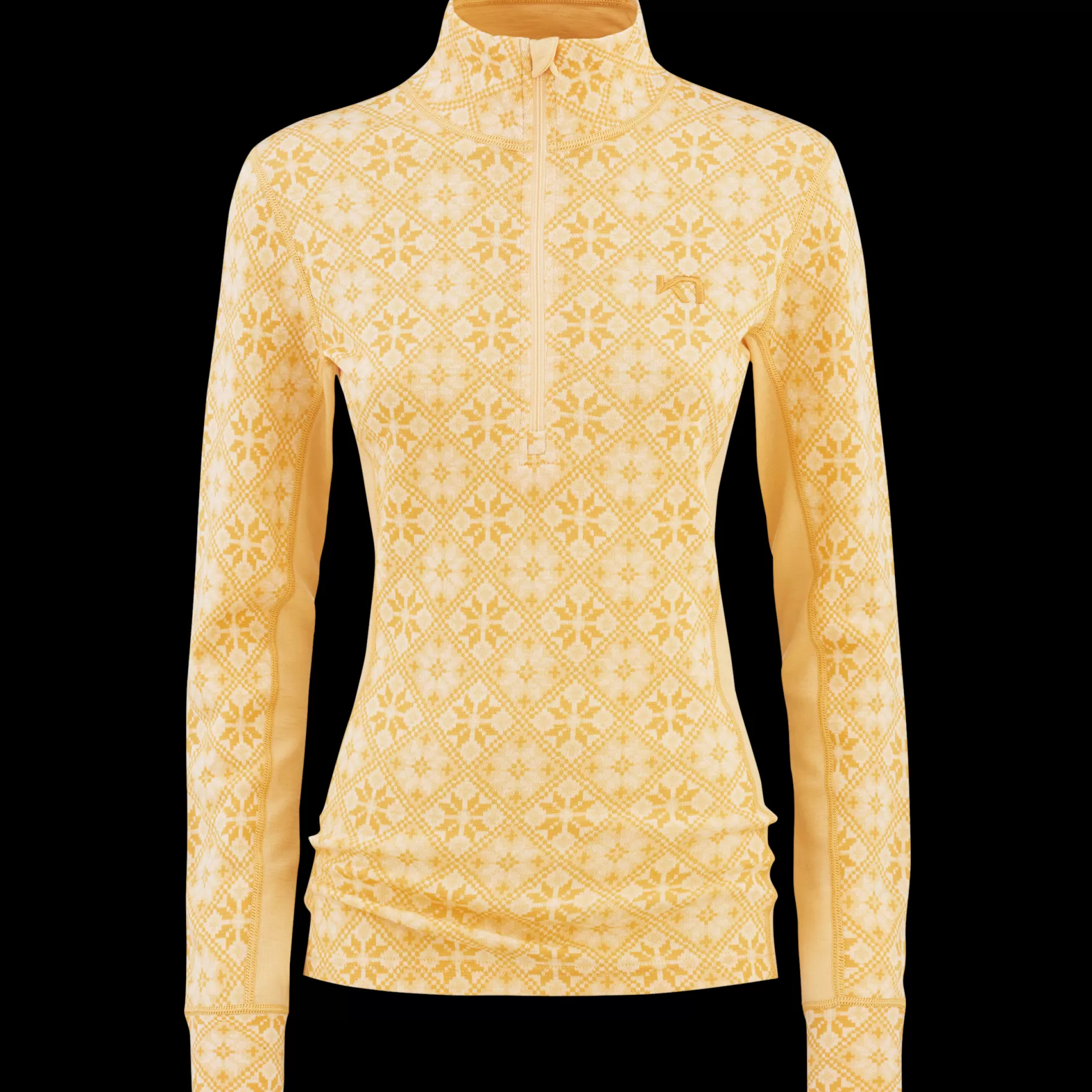 Wool Long Sleeve-Kari Traa Rose Half Zip Baselayer Top - 100% Merino Wool Light Yellow