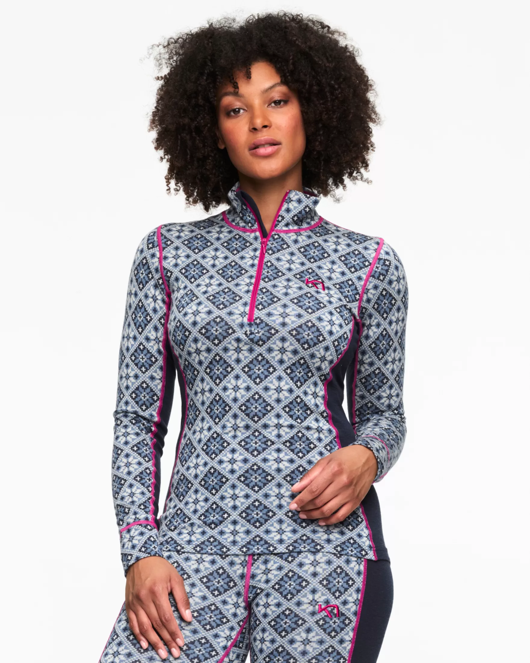 Wool Long Sleeve-Kari Traa Rose Half Zip Baselayer Top - 100% Merino Wool Royal