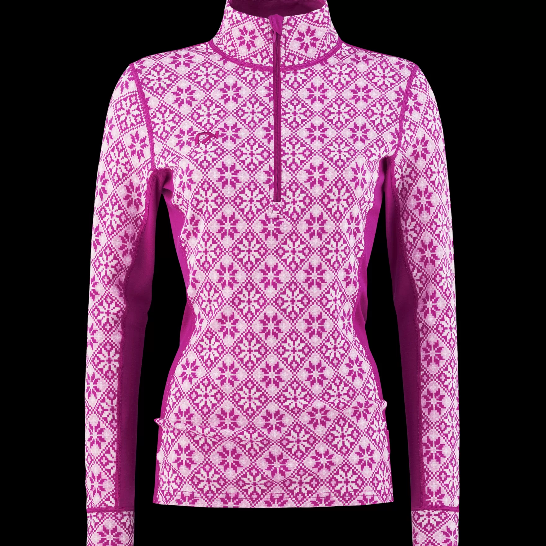 Wool Long Sleeve-Kari Traa Rose Half Zip Baselayer Top - 100% Merino Wool Fucha