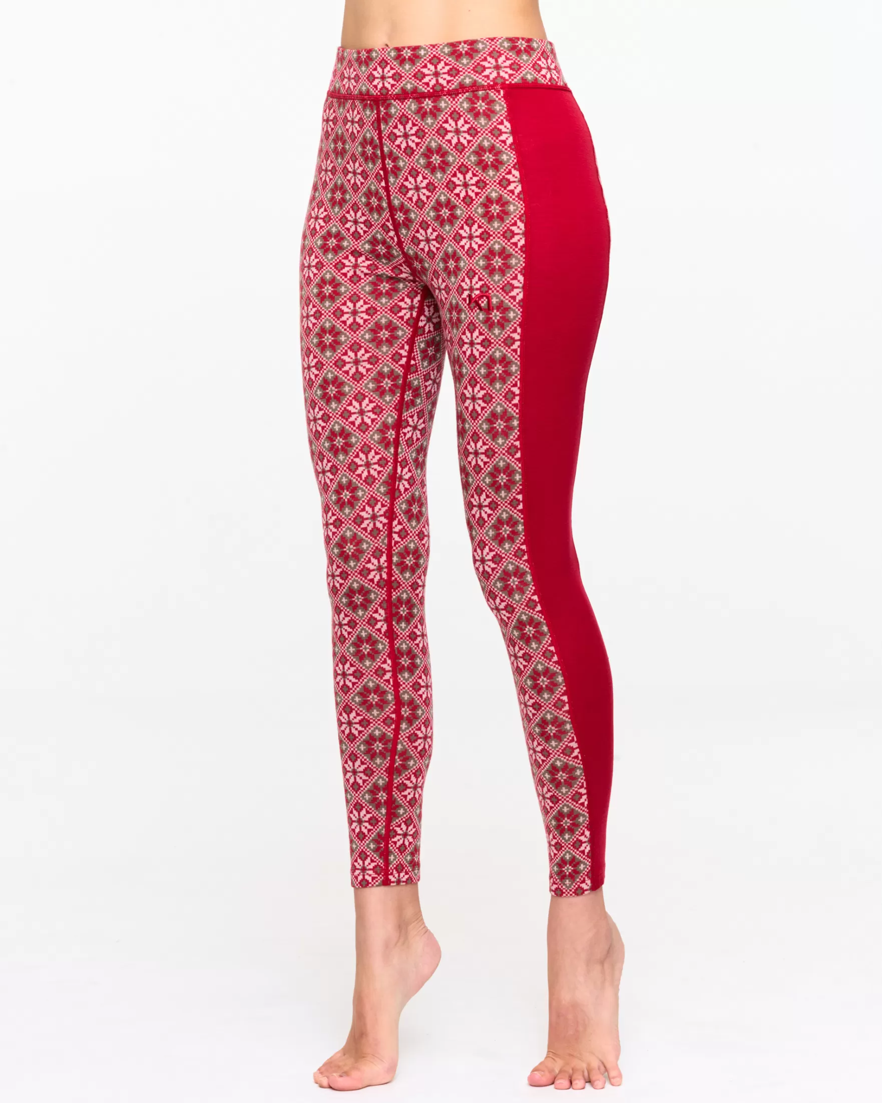 Wool Base Layer Pants-Kari Traa Rose High Waisted Baselayer Pants - 100% Merino Wool Red