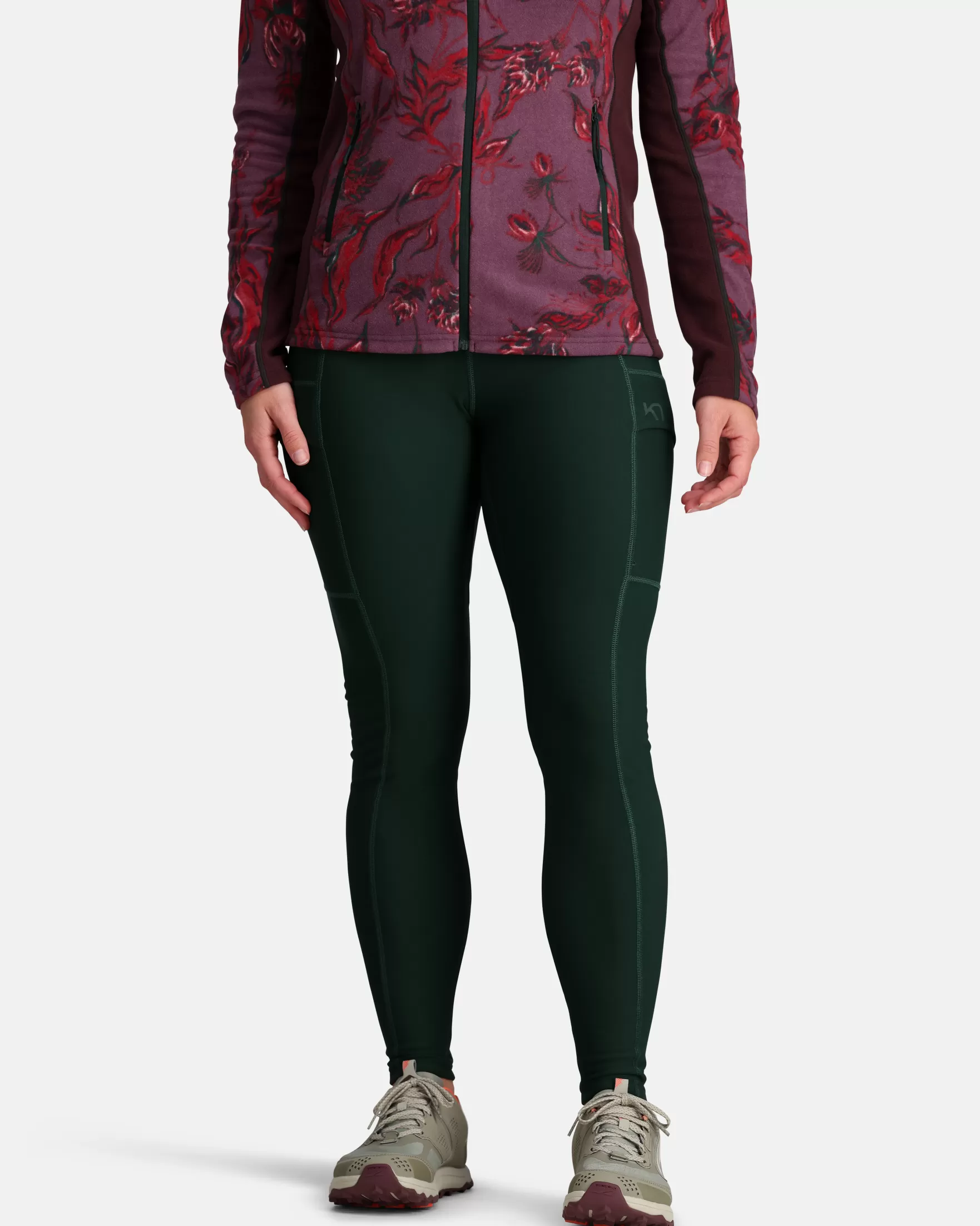 Hiking Tights and Leggings-Kari Traa Ruth Thermal Tights Pine Green