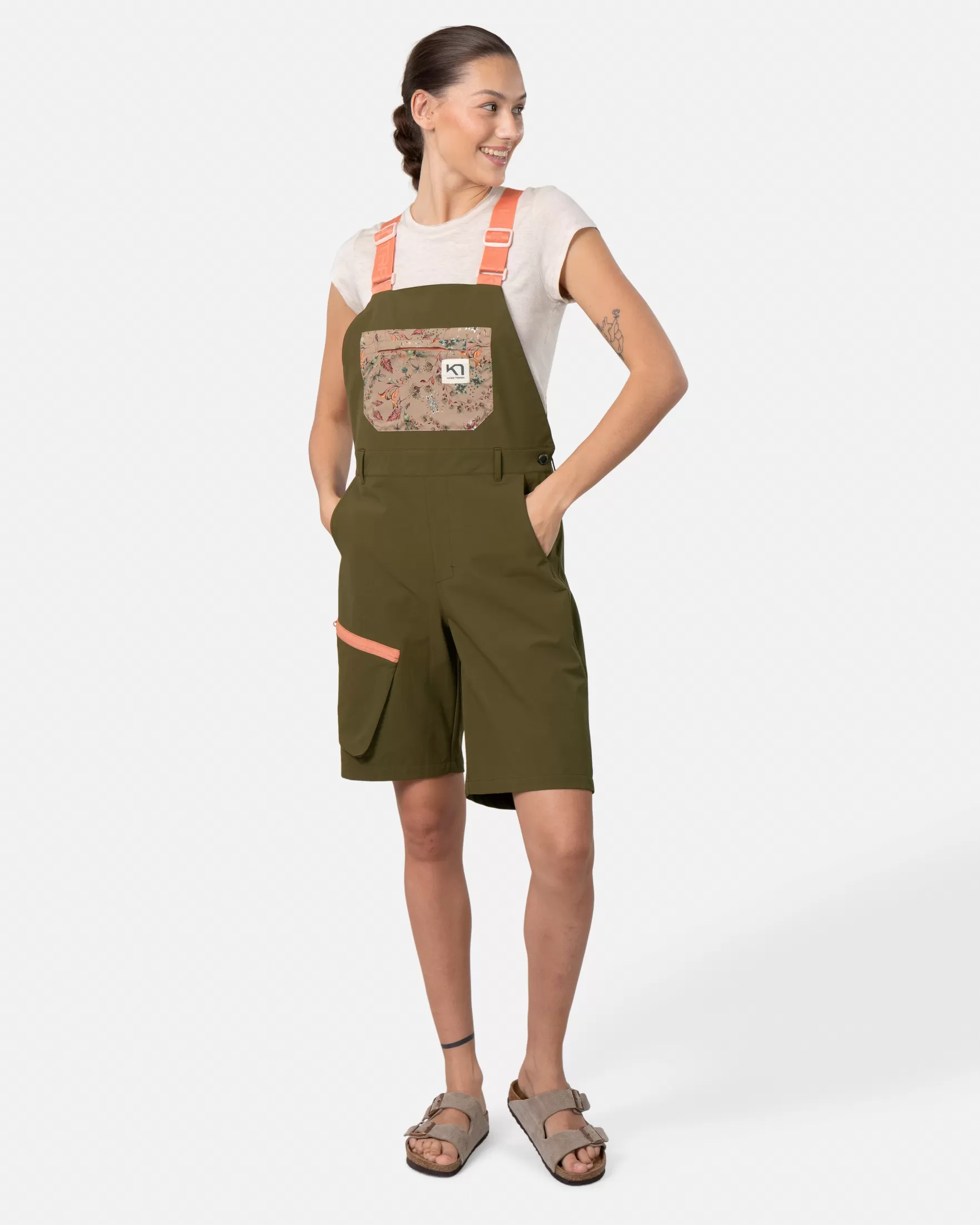 Shorts and Skirts-Kari Traa Sanne Bib Shorts DARK OLIVE GREEN