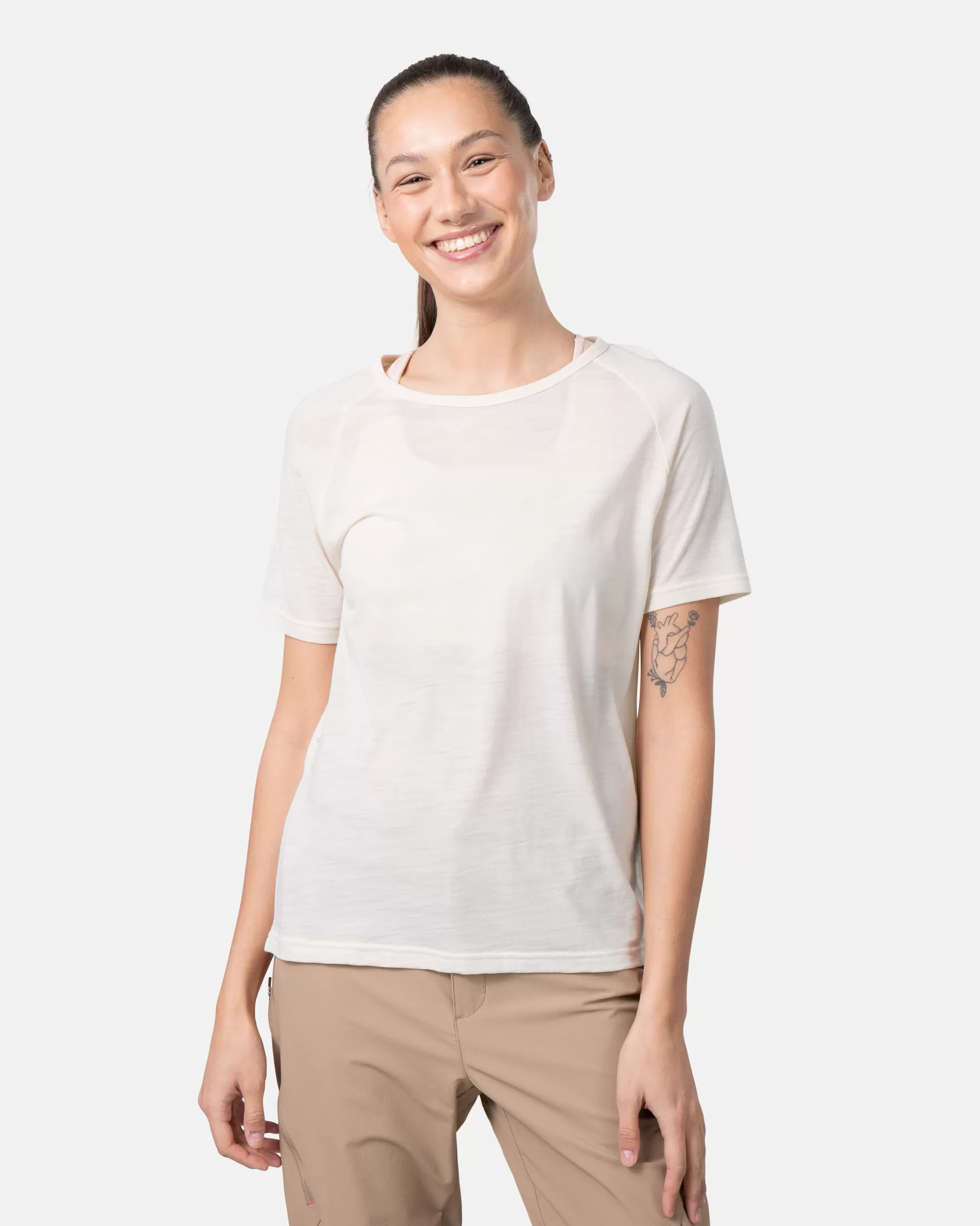 Wool T-Shirts | T-Shirts and Tops-Kari Traa Sanne Wool Tee Bjerk White