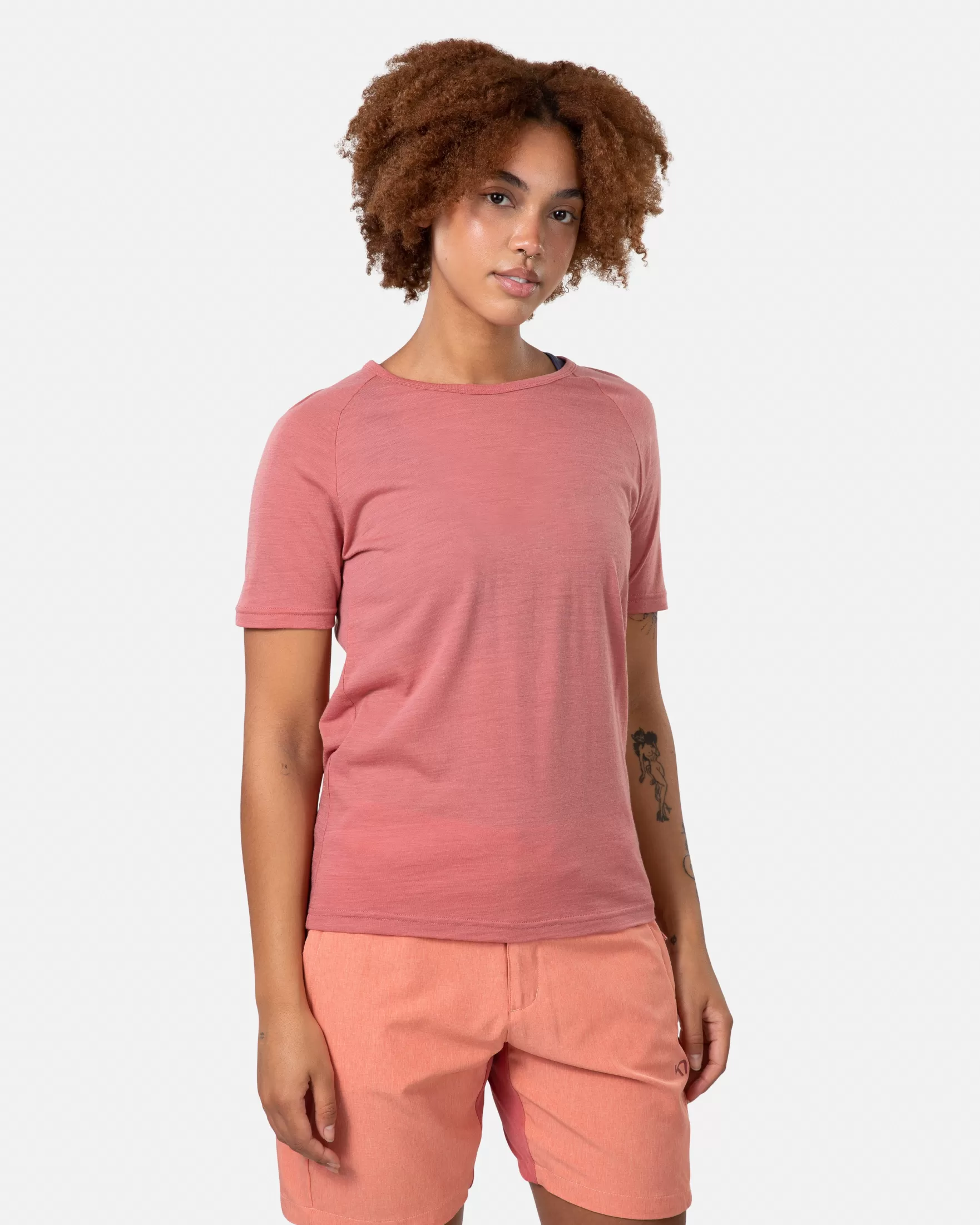 Wool T-Shirts | T-Shirts and Tops-Kari Traa Sanne Wool Tee Cedar Pink