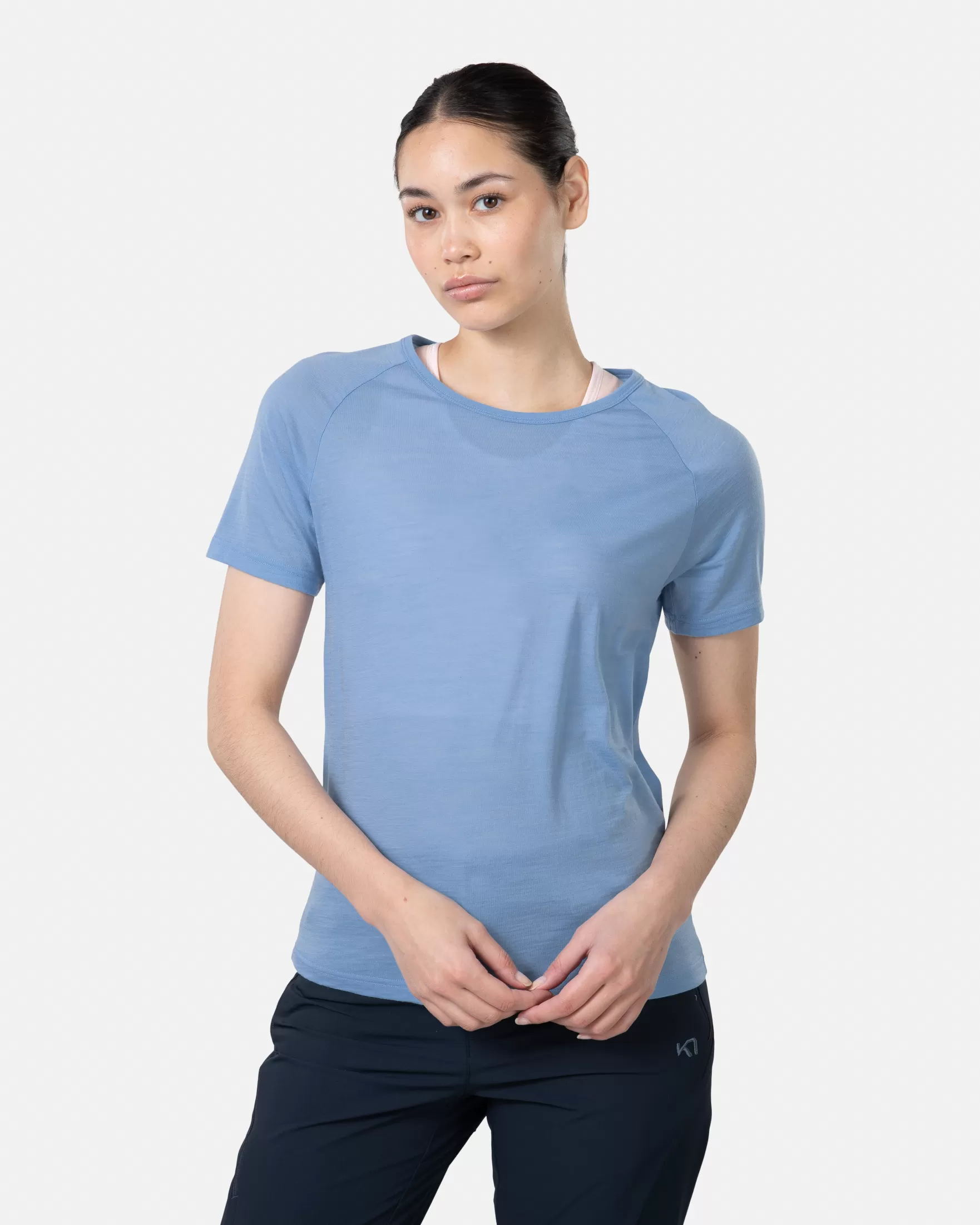 Wool T-Shirts | T-Shirts and Tops-Kari Traa Sanne Wool Tee PASTEL LIGHT BLUE