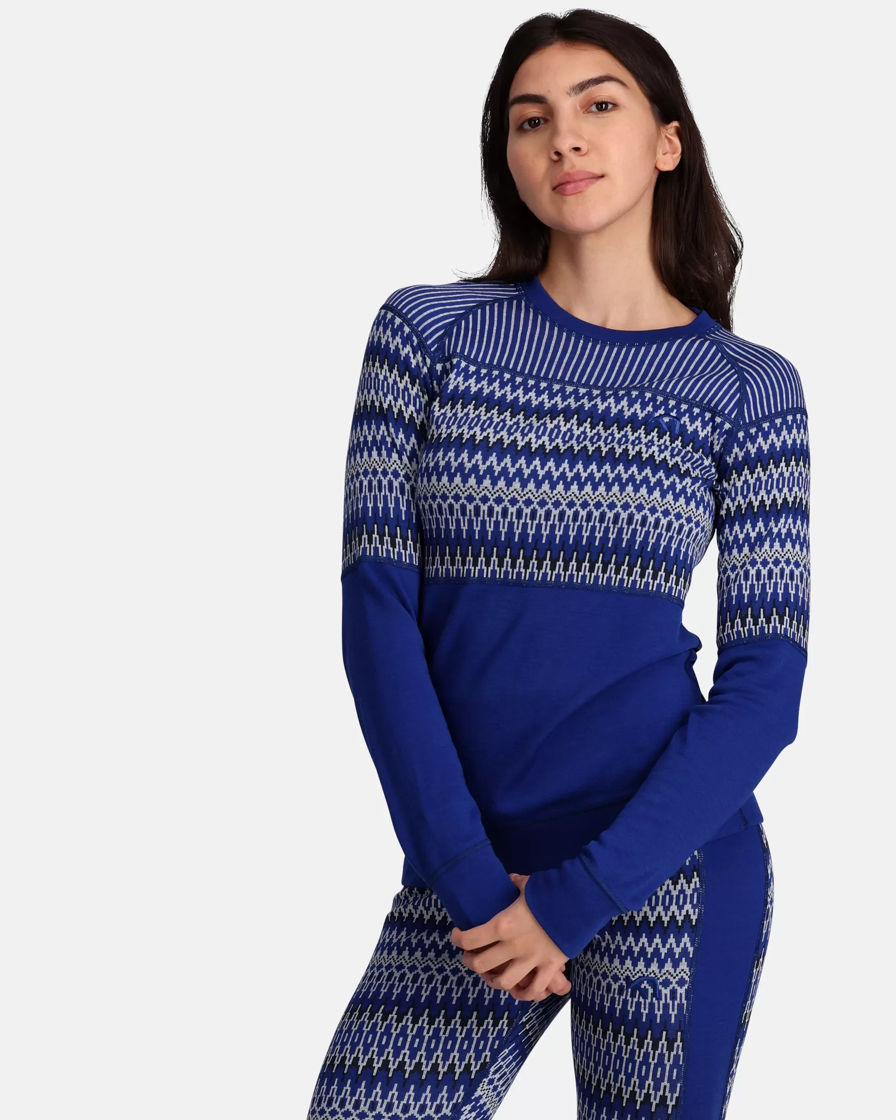 Wool Long Sleeve-Kari Traa Silja Long Sleeve Baselayer - 100% Merino Wool Azure Blue