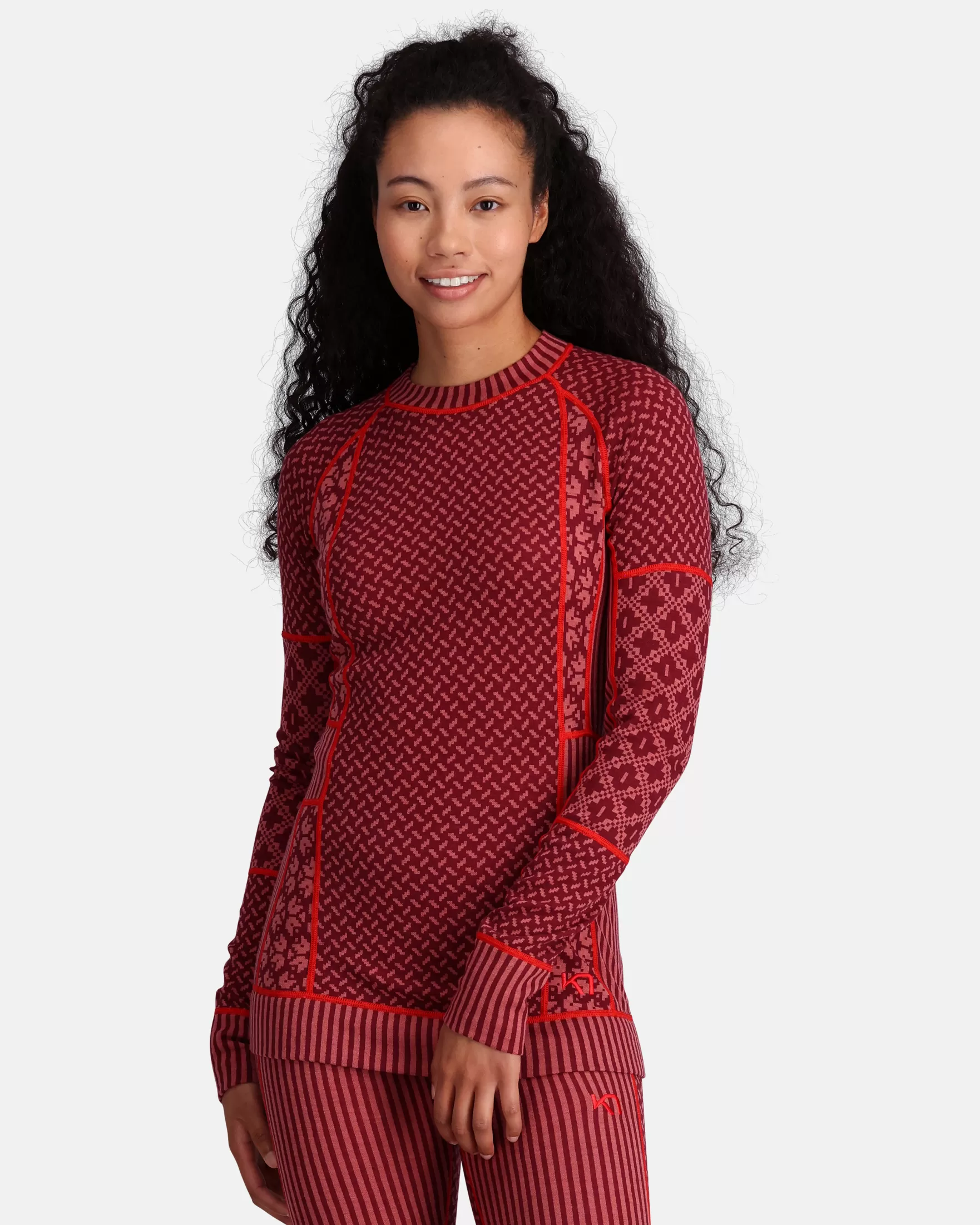 Wool Long Sleeve-Kari Traa Smekker Long Sleeve Baselayer - 100% Merino Wool Rouge Red