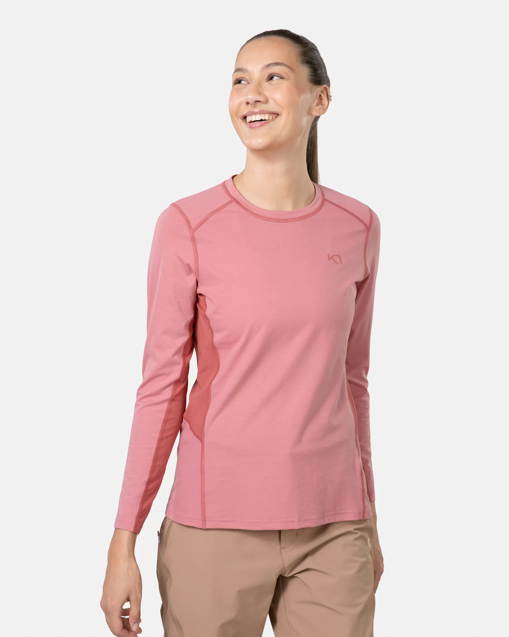 Technical Base Layer | Wool Long Sleeve-Kari Traa Sval Longsleeve PASTEL DUSTY PINK