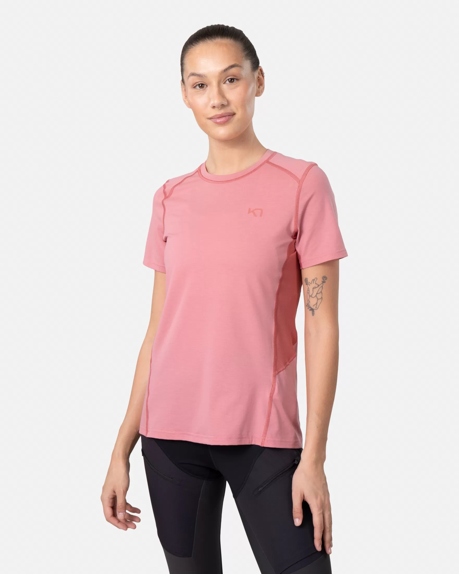 Technical Base Layer | Wool T-Shirts-Kari Traa Sval Tee PASTEL DUSTY PINK