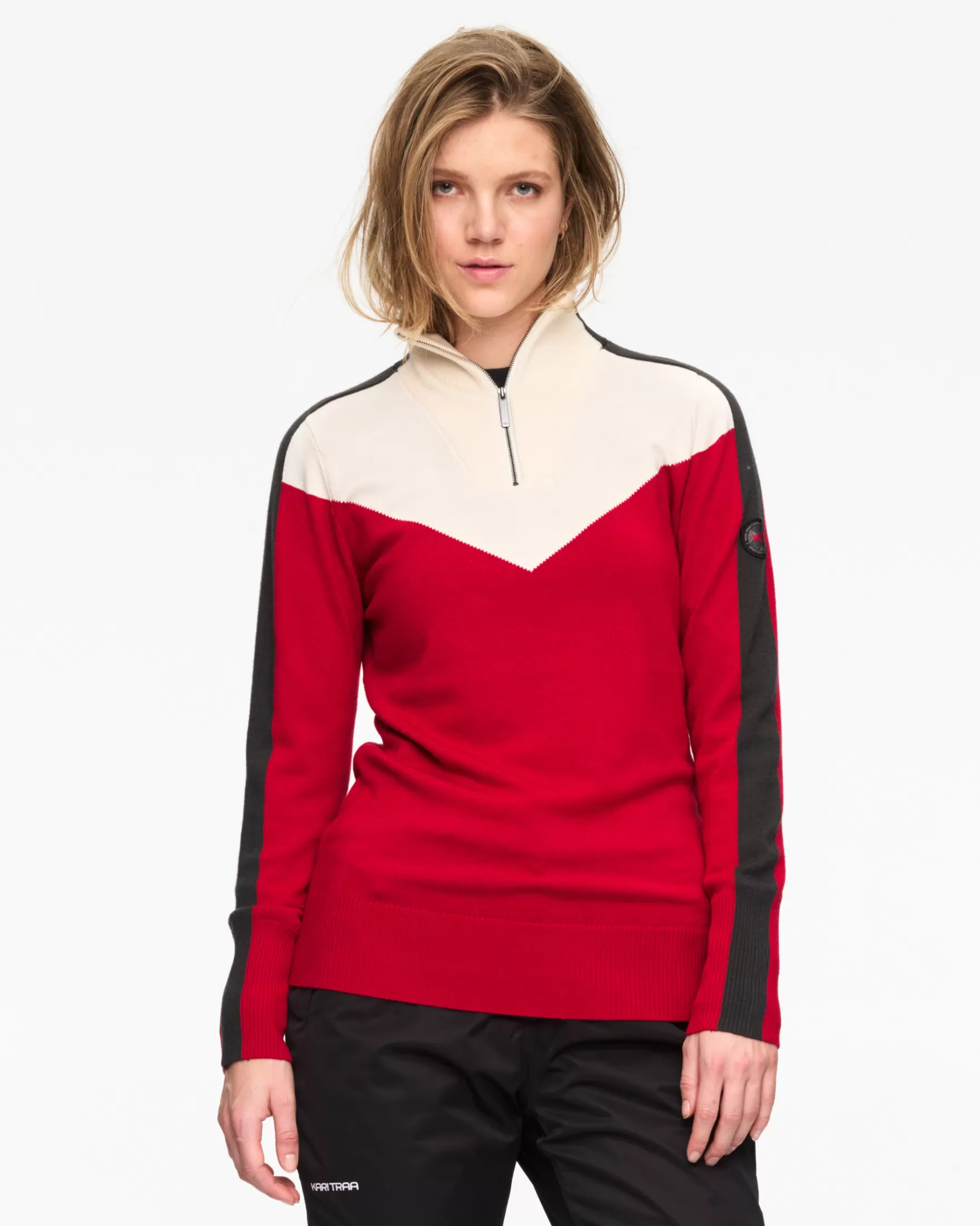 Wool Sweater | Wool Sweaters-Kari Traa Voss Knit Half Zip Heart Red